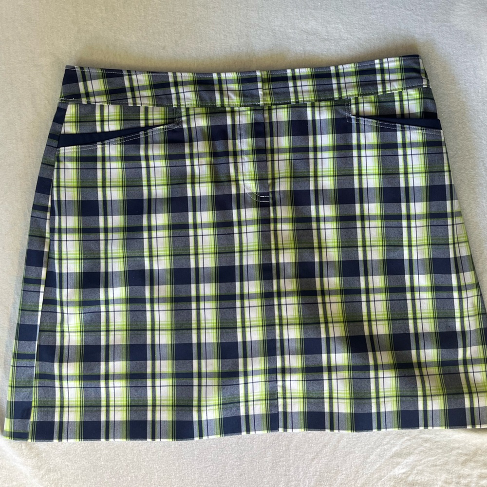Izod Navy and Green Checkered Mini Skirt